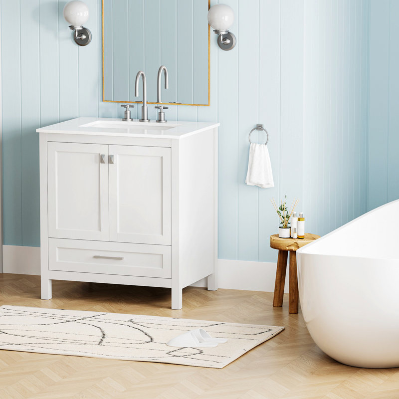 Meuble-lavabo autoportant avec lavabo rectangulaire, armoire de rangement avec porte à fermeture en douceur, rangement de salle de bain pour la maison