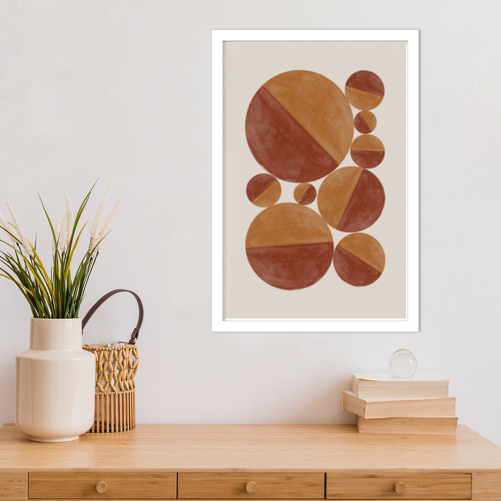 Paley "Burnt Orange Bols" Print, White, 21" H x 15" W