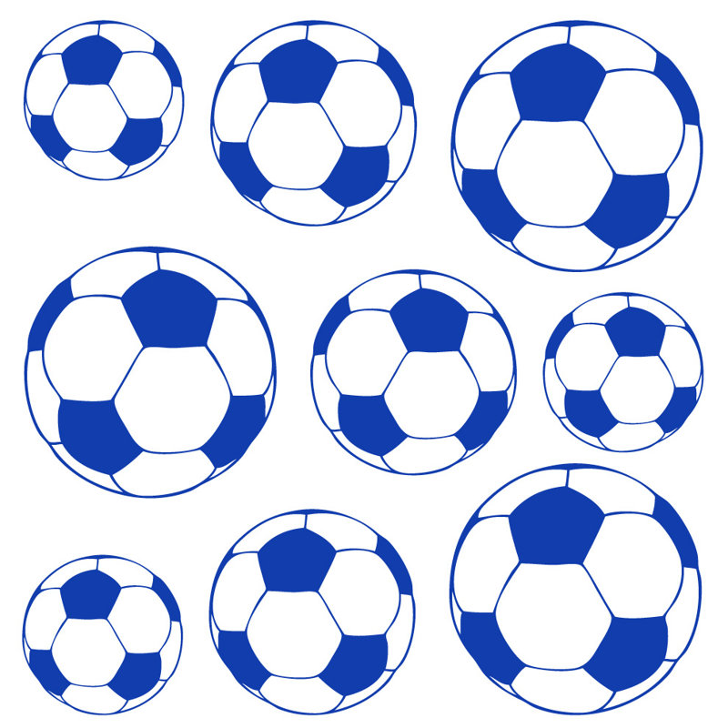 Adhésif décoratif ballons de soccer, H 41 po x l 40 po x P 0,01 po, Bleu foncé