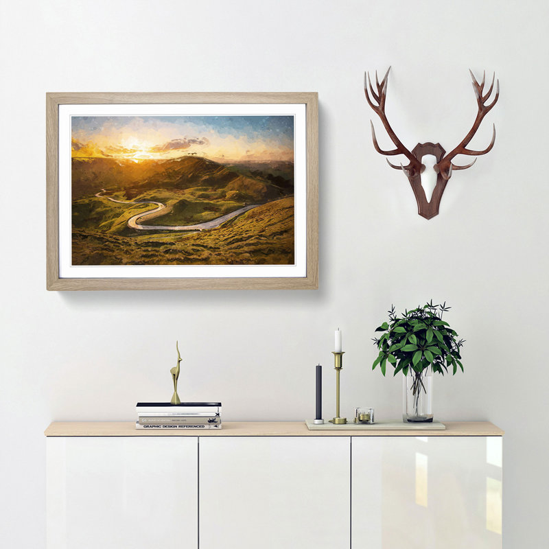 Mam Tor in the Peak District in Abstract - Framed Print, Oak, 35cm H x 50cm W x 2cm D