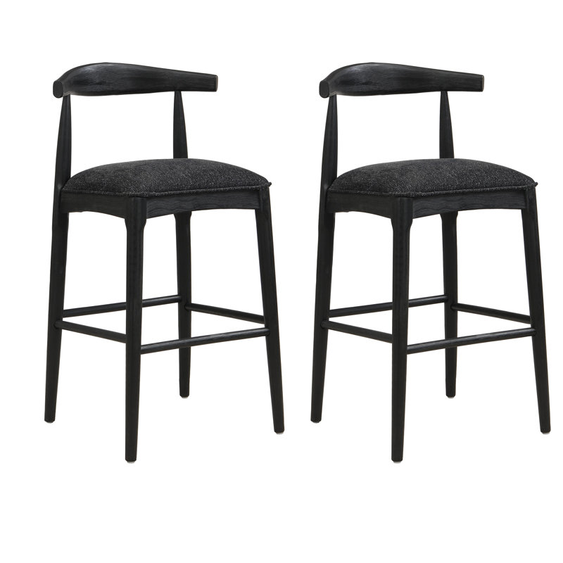 Tabouret de bar en tissu noir (ensemble de 2)