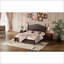 Ensemble de mobilier de chambre à coucher 3 pièces: grand rétro brun noyer avec 2 tables de chevet | Lits à lattes / broches | Bois