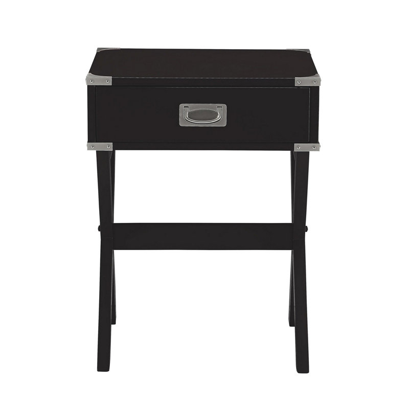 Table d'appoint avec coins en métal, noir, Noir