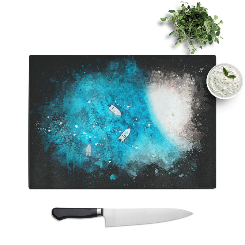 Tempered Glass Boats Chopping Board, 28.5 cm x 39 cm