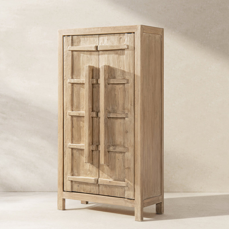 Rowan 83" Tall Reclaimed Pine Crossbar Storage Cabinet with Double Doors