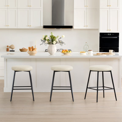 Swivel Upholstered Counter Stool with Metal Frame