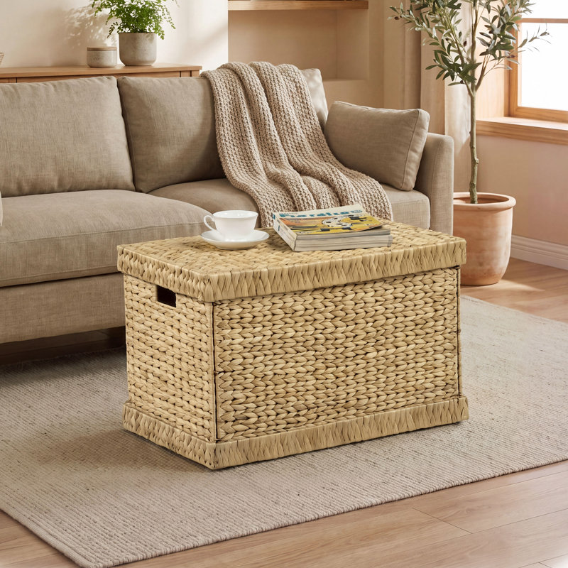 Coffret de rangement en osier jacinthe d'eau, couleur naturelle, 68 cm (L) x 41 cm (P) x 43 cm (H)