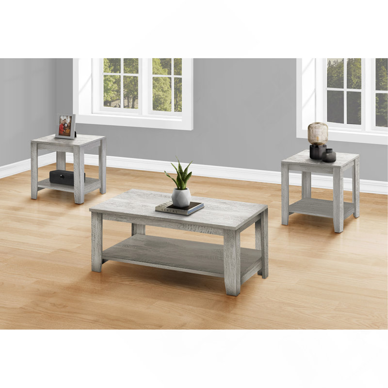 Ensemble de table, ensemble de 3 pièces, café, bout, côté, décor, salon, stratifié gris, transitionnel, Gris clair