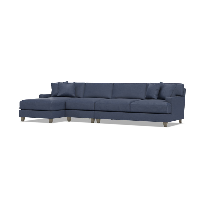 Mila Chaise Sectional, Blue Polyester, 33.5" H x 131" W x 61" D, Left Hand Facing