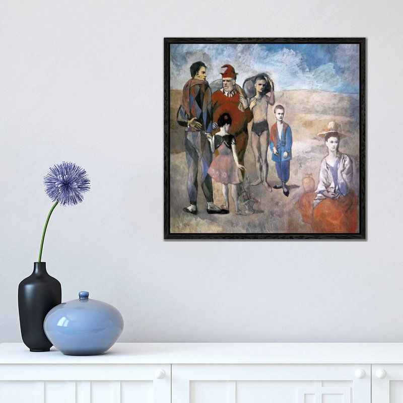 Family Of Saltimbanques by Pablo Picasso - Painting on Canvas, 45.72 cm H x 45.72 cm W, Black Framed