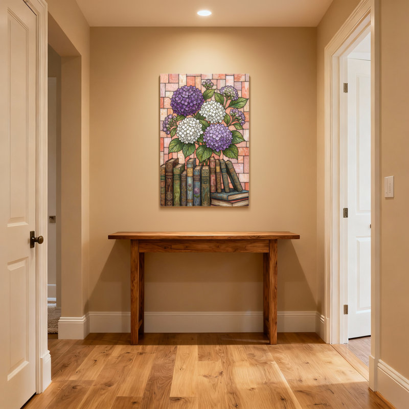 Plantes et fleurs, fleurs d'hortensia, art mural brique, H 12 po x l 18 po, Impression encadrée sans passe-partout