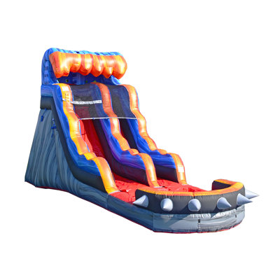 Glissade d'eau gonflable de qualité commerciale avec piscine JumpOrange 15 pi avec ventilateur (avec ventilateur)