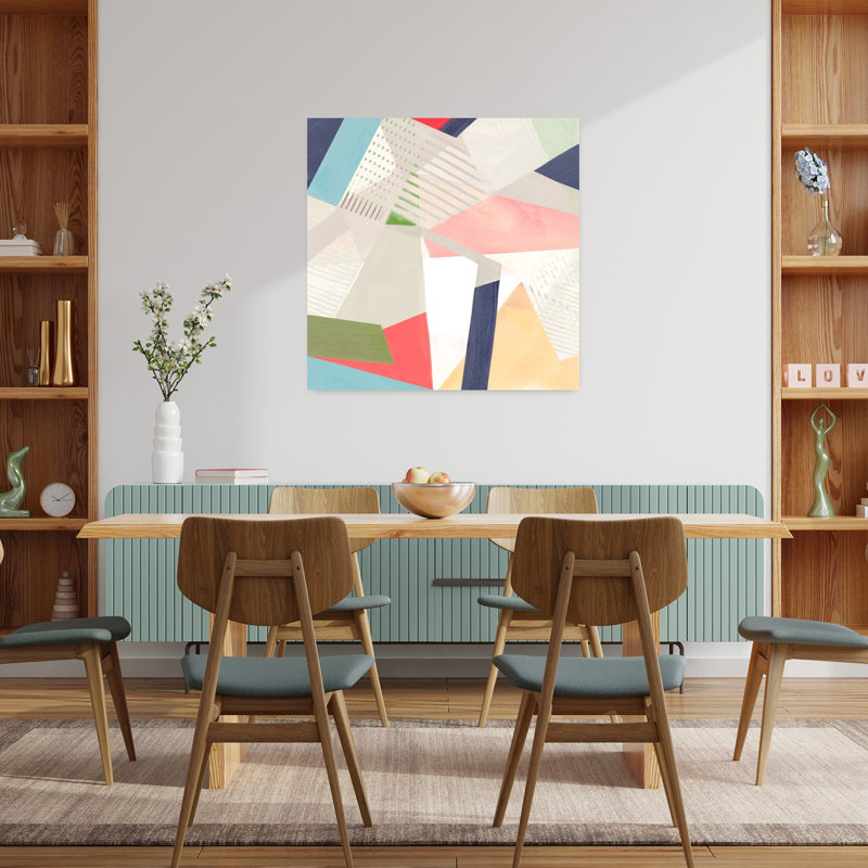 «Geometric Harmony In Pastel Hues», art mural contemporain abstrait, H 36 po x l 36 po