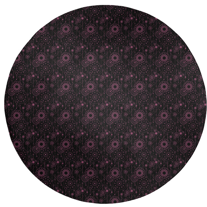 Tapis noir/rose astrologie, Rond 5 pi