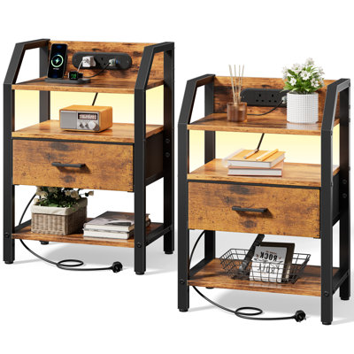 46cm W Steel Bedside Table