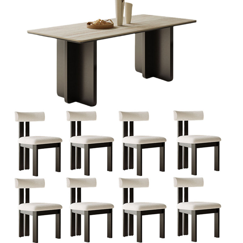 Table de salle à manger rectangulaire moderne avec planche de pierre, H 29,5 po x L 78,7 po x l 35,4 po