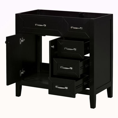 Meuble-lavabo 36 po sans lavabo, base d'armoire seulement, armoire de salle de bain avec tiroirs, structure solide et panneau de fibres à densité moyenne