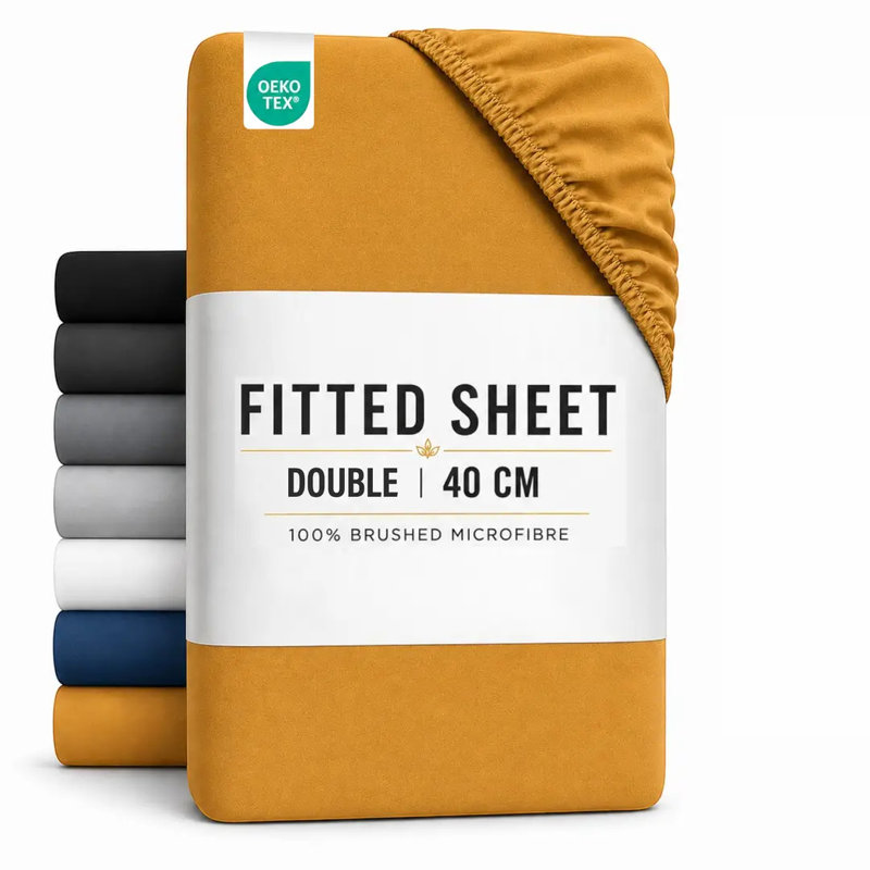 Luxury Comfort Fitted Sheet – 40cm (16 Inch) Extra Deep Pocket, Ultra-Soft Hypoallergenic Brushed Microfibre, Breathable & Fade-Resistant, Durable Elastic Bed Sheets