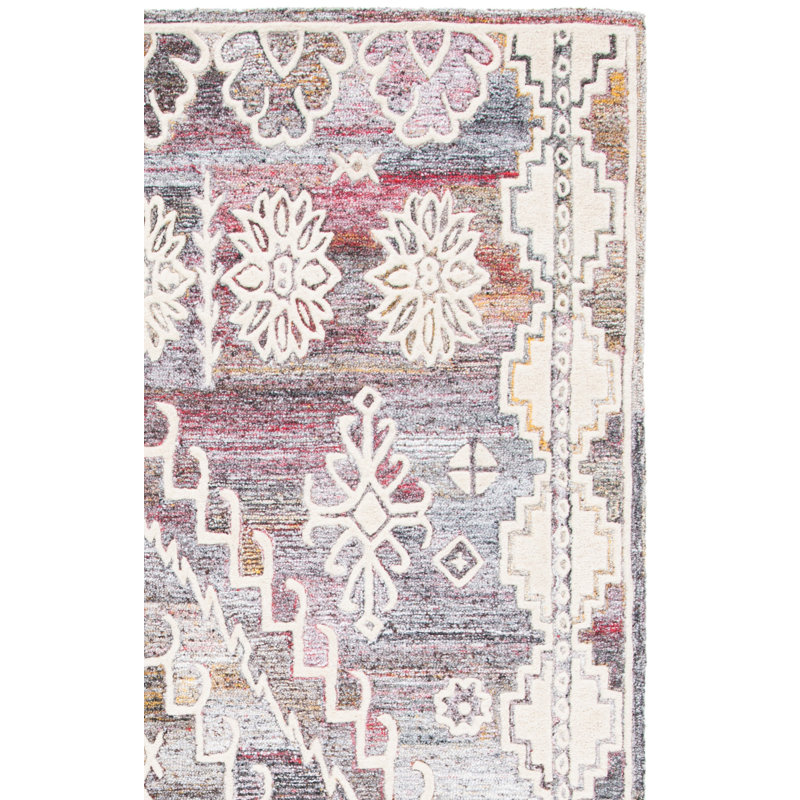 Southwestern Handmade Tufted Wool Area Rug in Brown, Rectangle 4' x 6'