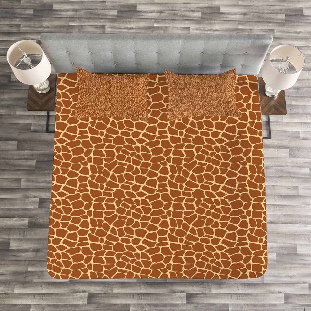 Gestepptes Bettdecken-Set, Giraffe-Haut-Druck, Giraffe, Zimt und Beige