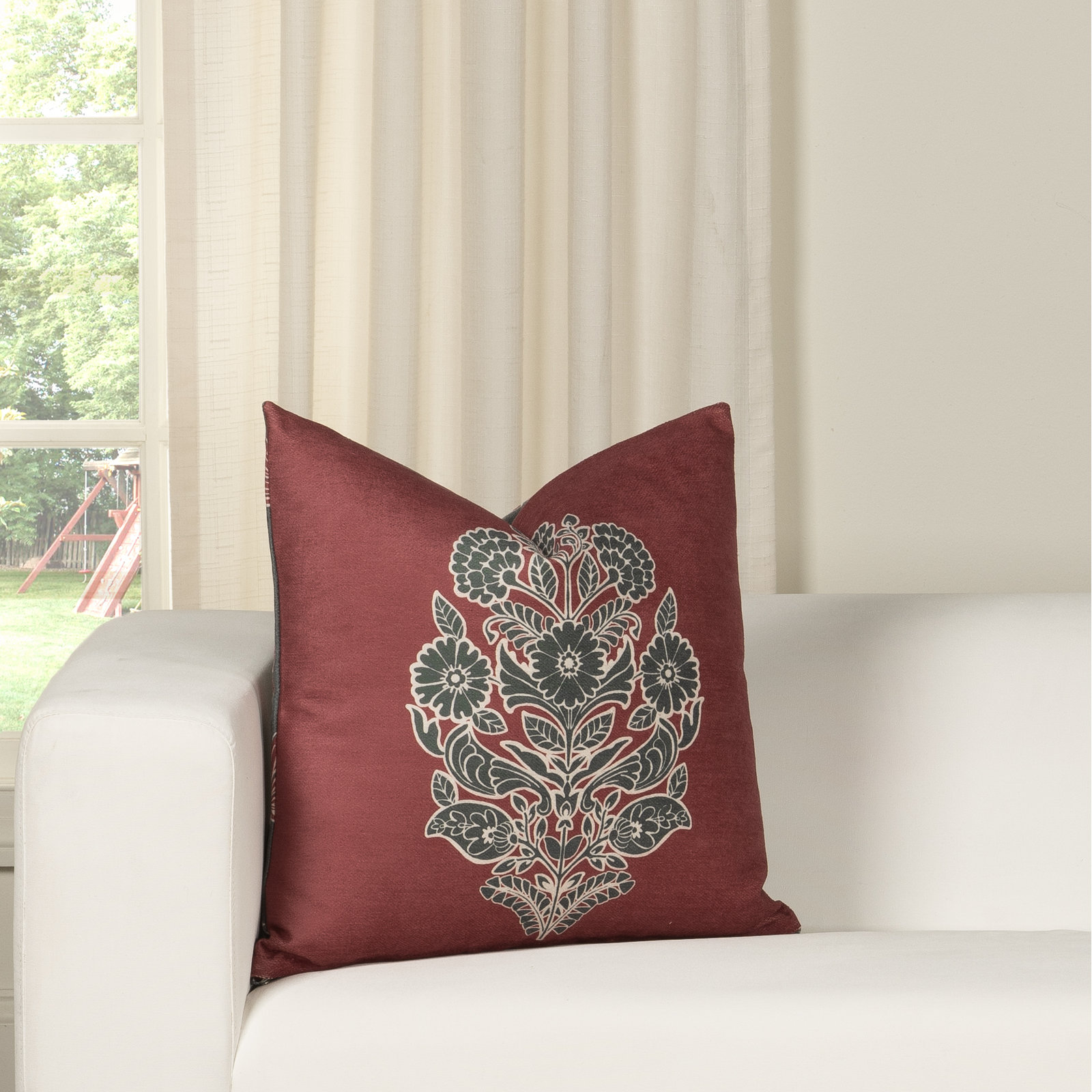 Frony 20" x 20" Throw Pillow, Red