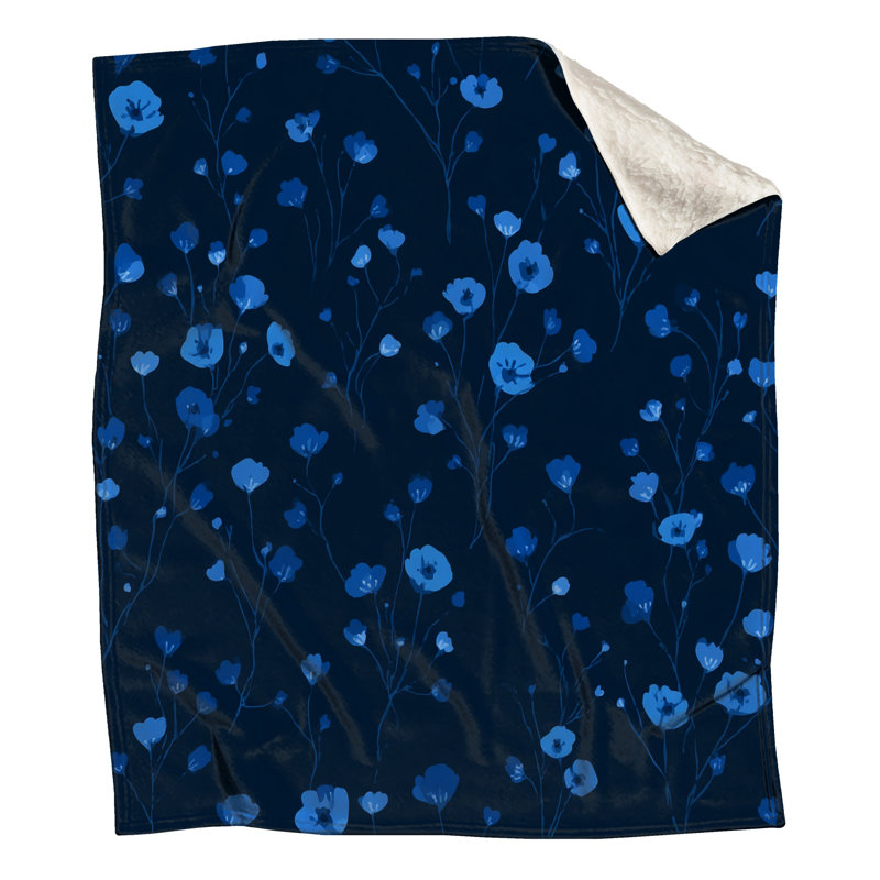 Jeté en molleton Fleurs - Jeté floral pour canapés ou lits, L 60 po x H 80 po