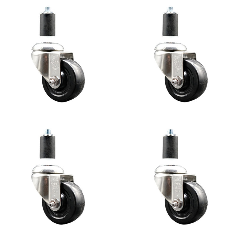 Soft Rubber Swivel Expanding Stem Caster Set