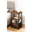 Table de bout à 3 niveaux avec panier de rangement amovible, petite table d'appoint pour le salon, table de chevet de chambre à coucher, canapé-lit avec finition rustique et noire
