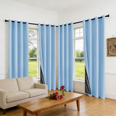 MEI SI MENG SHA 100% Blackout Curtains, Solid Color Thermal Insulated Grommet Window Drapes, Easy Install Ready-Made Curtain Panels For Bedroom (Set Of 4)