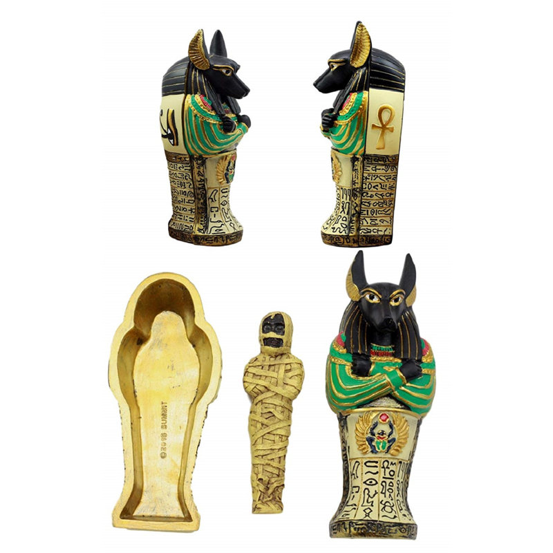 Boîte à bijoux antique anubis sarcophage avec momie