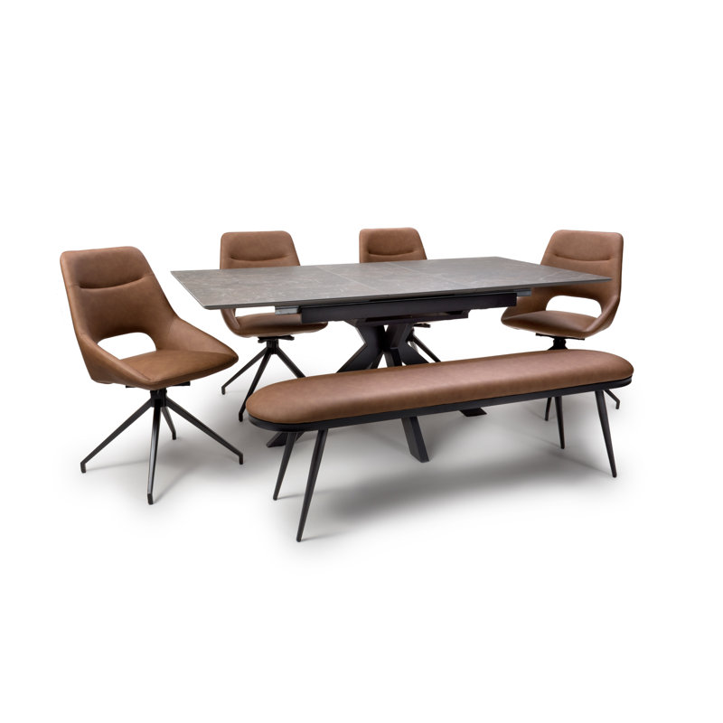 Nysa Extendable Metal Base Dining Table, 200" L x 160" W