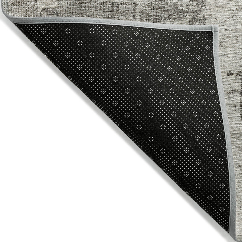 Tapis extérieur lavable abstrait 3 pi x 5 pi en lin et gris