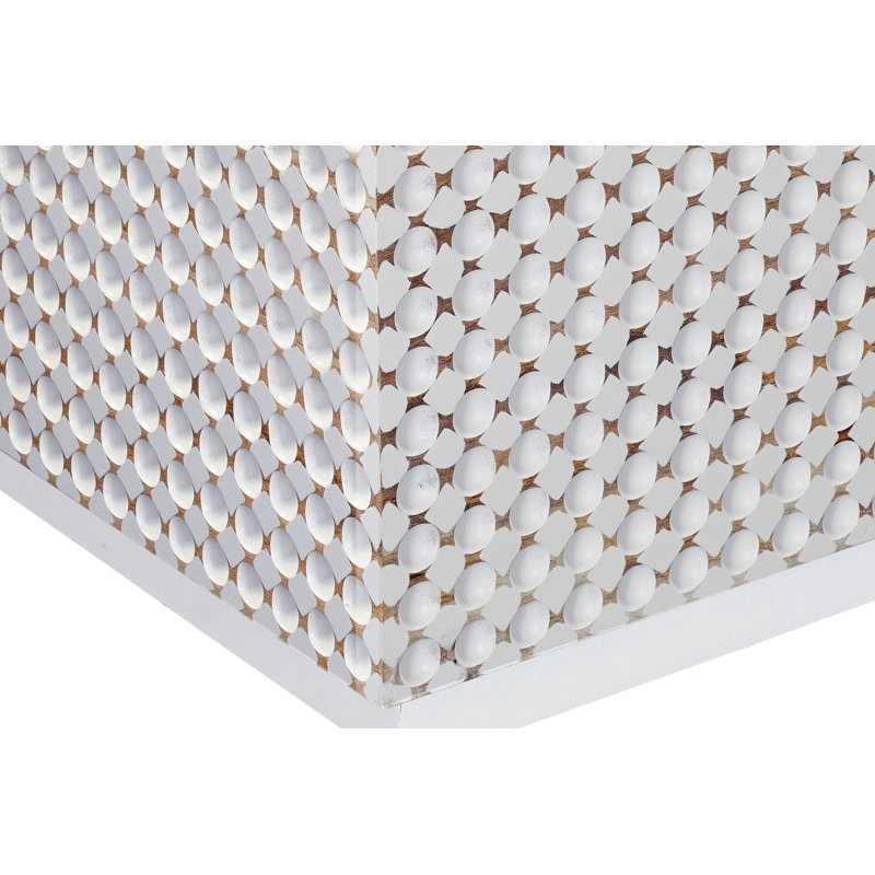Elegant White 34" Rectangular Coffee Table with Sculptural Dimpled Design