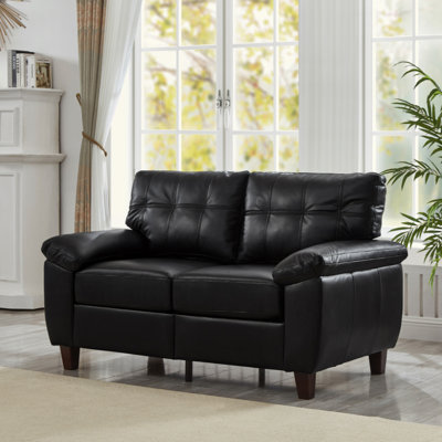 Loveseat Modern Design Faux Leather Couch,Living Room Sofa with Storage,Big Armrest Sofa,Upholstered Breathable PU Leather Sofa