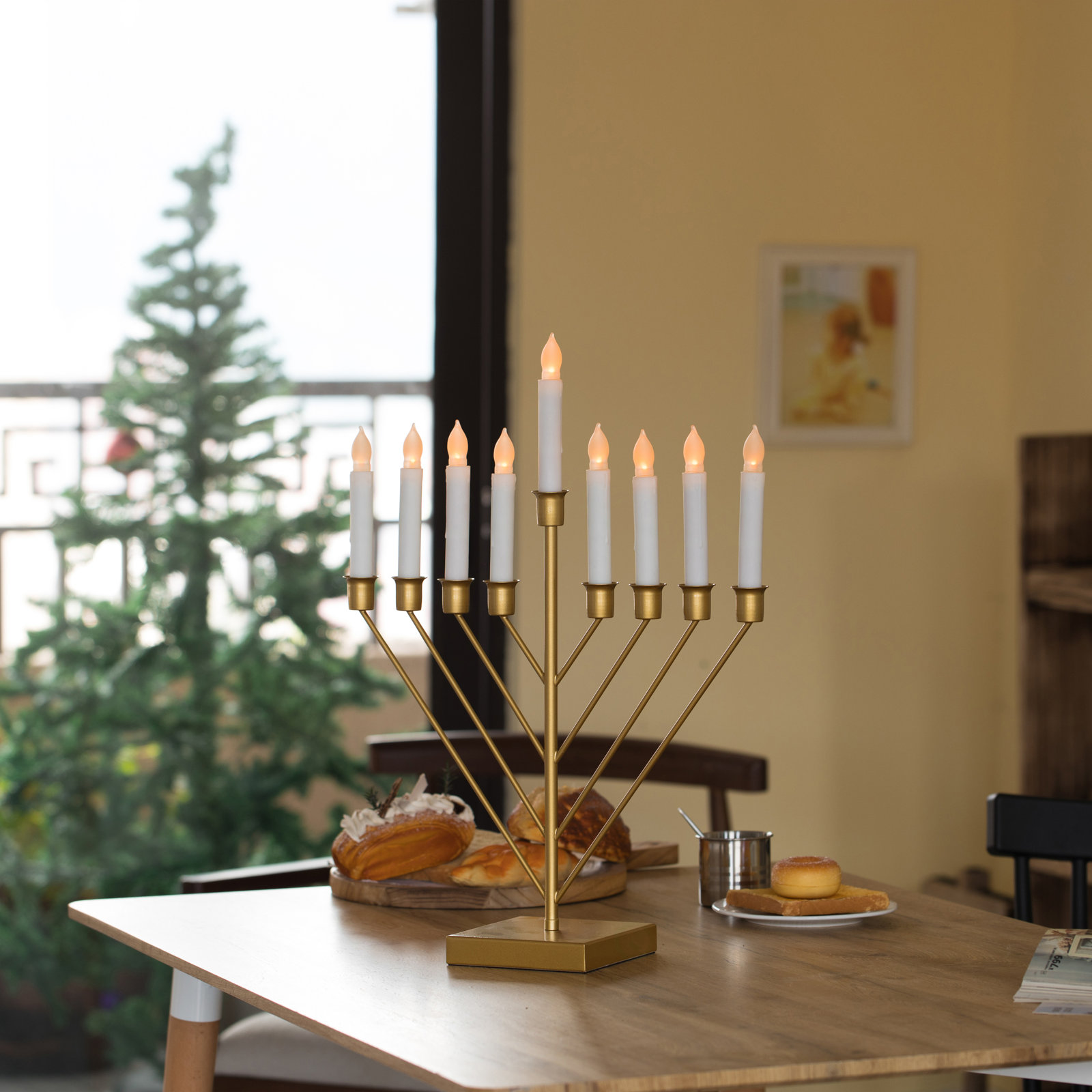 Chabad 9-Branch Electric Chanukah Menorah, Gold