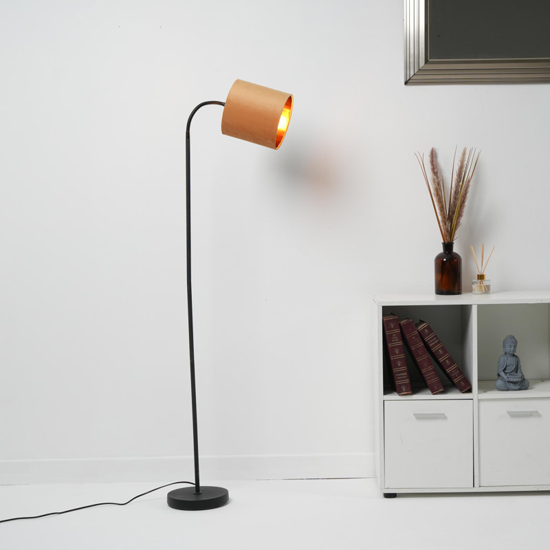 Giovoni 173cm Black Arched Floor Lamp, Ochre