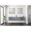 Meuble-lavabo double 72 po X P 22 po D, dessus en quartz blanc et ensemble de robinet-117844195