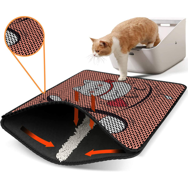 Tapis pour litière de qualité supérieure, 18 po x 24 po | 50% PVC / 50% polyester, lavable à la machine et passer l'aspirateur | Conception durable et facile à nettoyer pour les propriétaires d'animaux de compagnie | Protégez vos planchers des dégâts de la litière