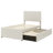 Twin Upholstered Platform Bed With 3 Drawers And Trundle, Beige Linen Look Stripe Headboard