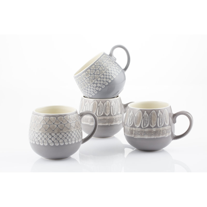 Impressions 4 Piece Mug Set, Grey