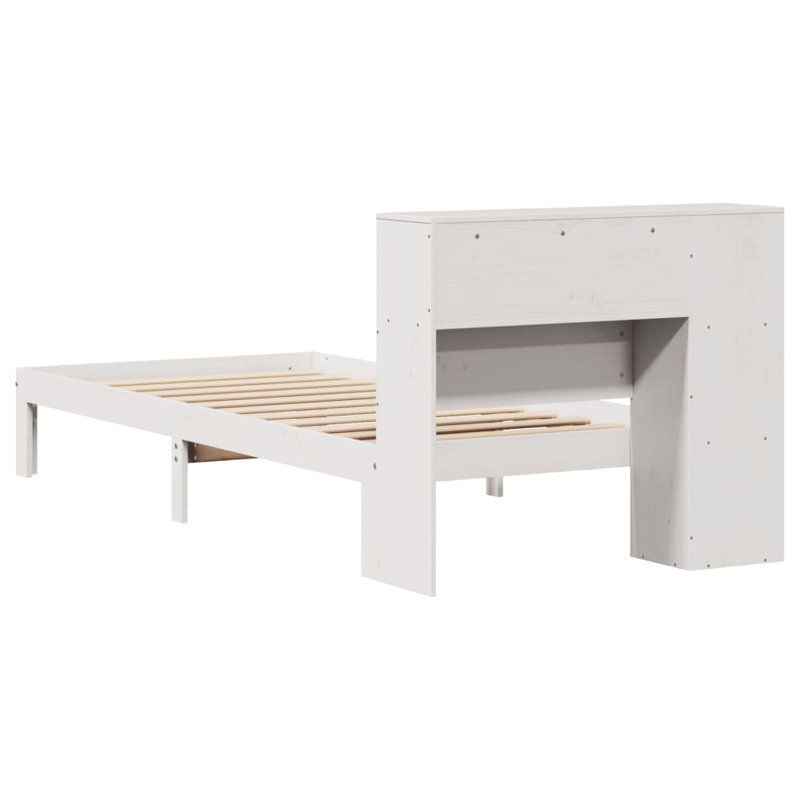Bookcase Bed Without Mattress Solid Wood Pine, White, 96 x 217.5 cm