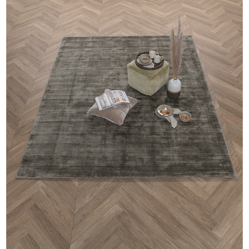 Berlin Distressed Handwoven Fabric Area Accent Rug, Charcoal, Rectangle 2' x 3'