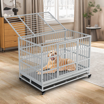 Medium Dog Crate Yaheetech 42-inch Dog Crate Heavy Duty Metal Dog