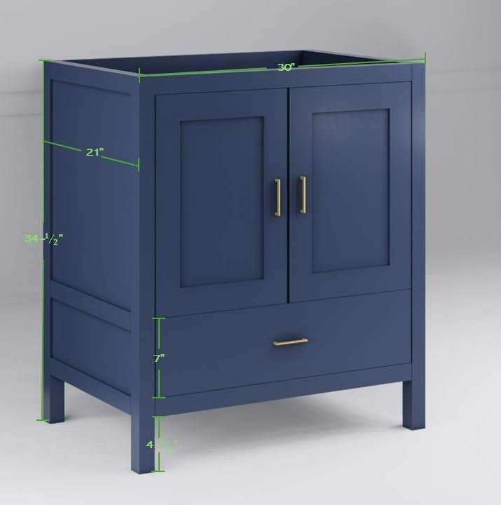 Blue 30" Bath Vanity with Bottom Drawer Sink Cabinet Without Top