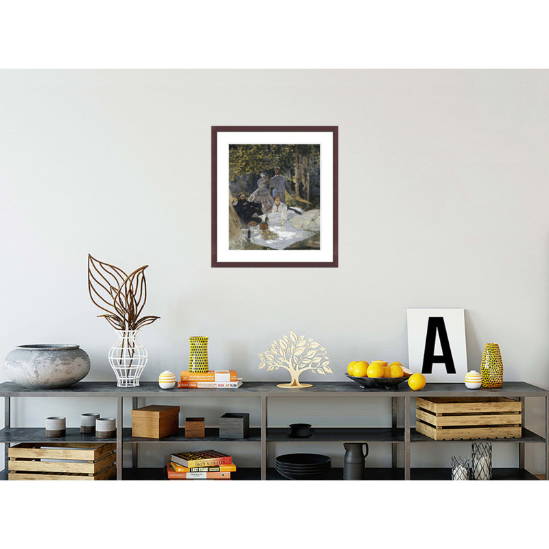 Le dejeuner sur l'herbe a Chailly. Portrait : Bazille au centre ; Camille Doncieux ; Courbet a gauche by Claude Monet -Framed Giclee Print