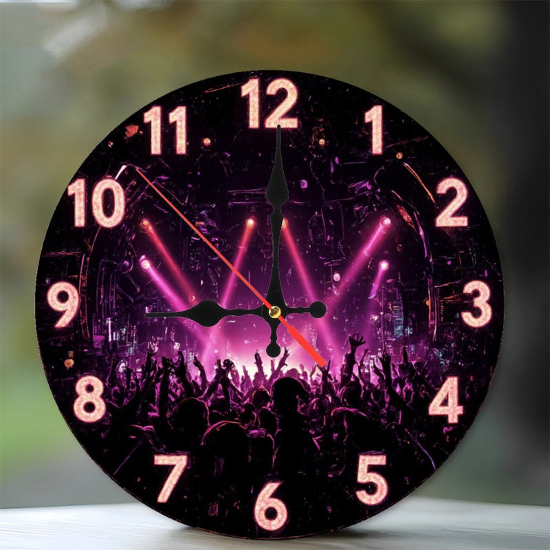 Concert Clock With Party Crowd