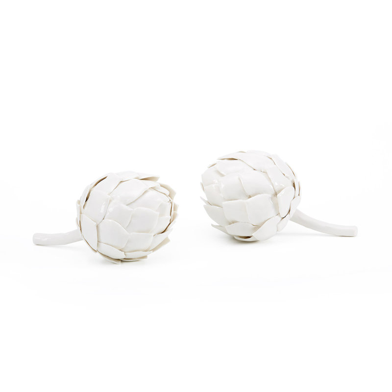 2 Piece Artichoke Porcelain Sculpture Set