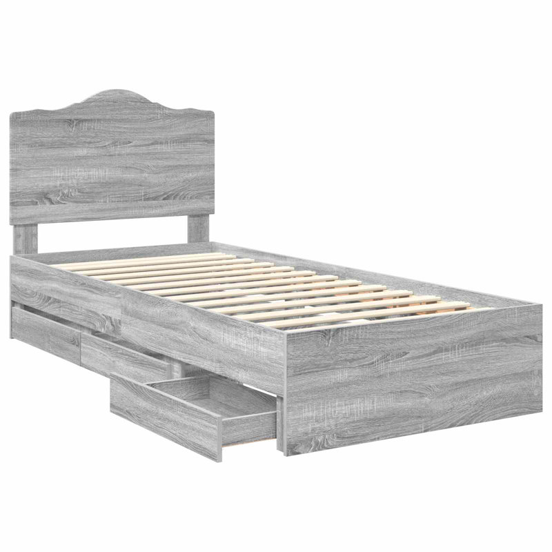 Bed Frame, Single (3'), Grey Sonoma