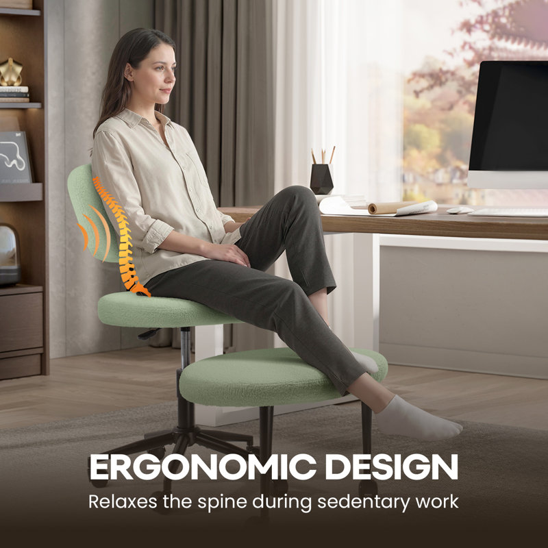 Ergonomic Cross-Legged Swivel Office Chair, Green