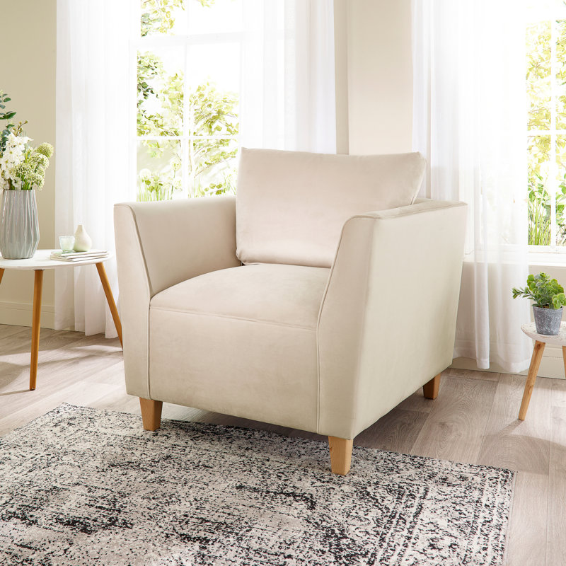 Audington Velvet Armchair, Cream